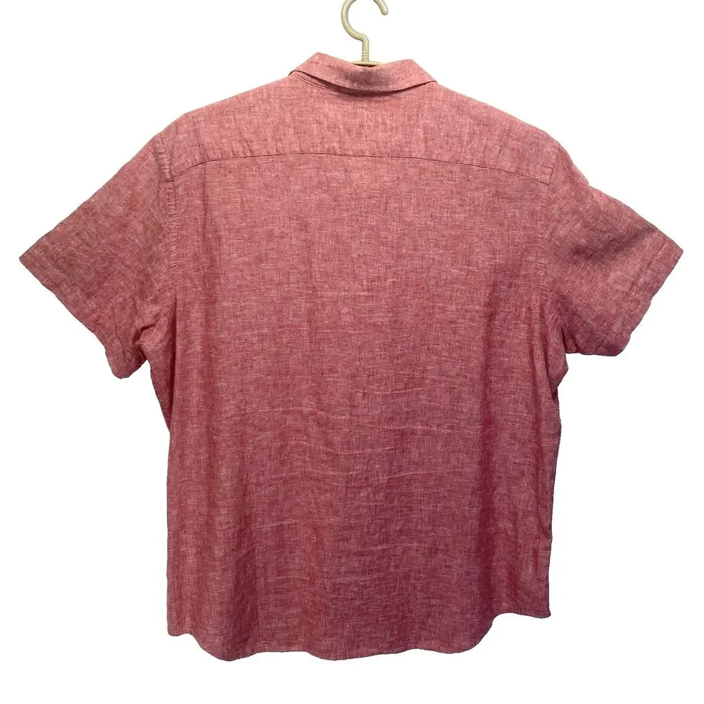 Banana Republic Men’s XL Linen Cotton Blend Short Sleeve Shirt Red Point Collar